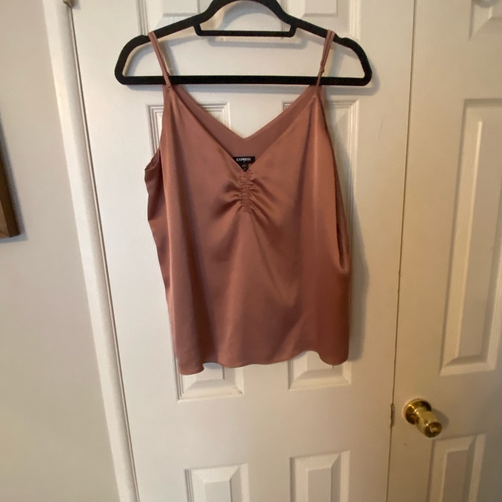 Express Rose gold satin look ruched camisole Sz. M